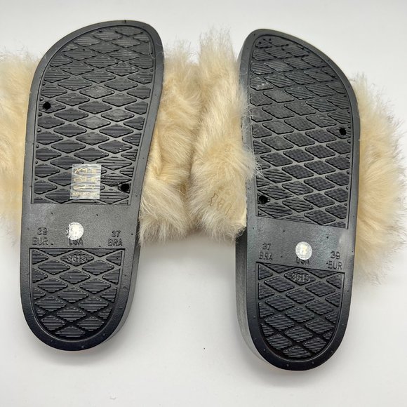 Funky Monkey Fur Slides Sz 7 Slippers Tan Black NWT - Picture 4 of 5